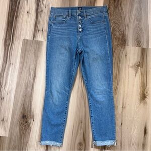 Gap True Skinny High Rise Jeans 8/29 Button Fly Medium Indigo Cropped Cuffed